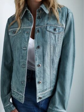 Scully Denim Leather Classic Jean Jacket Size Medium NWT Western